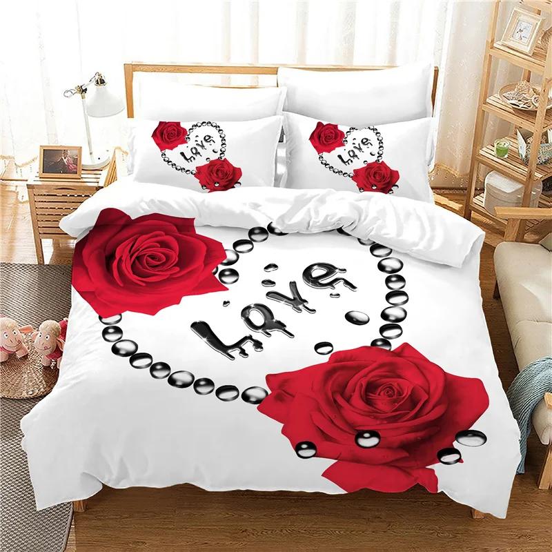 Comforter Love Bedding Set Leopard Rose Valentine'S Gift Soft Comfortable 100% Bedclothes Luxury New