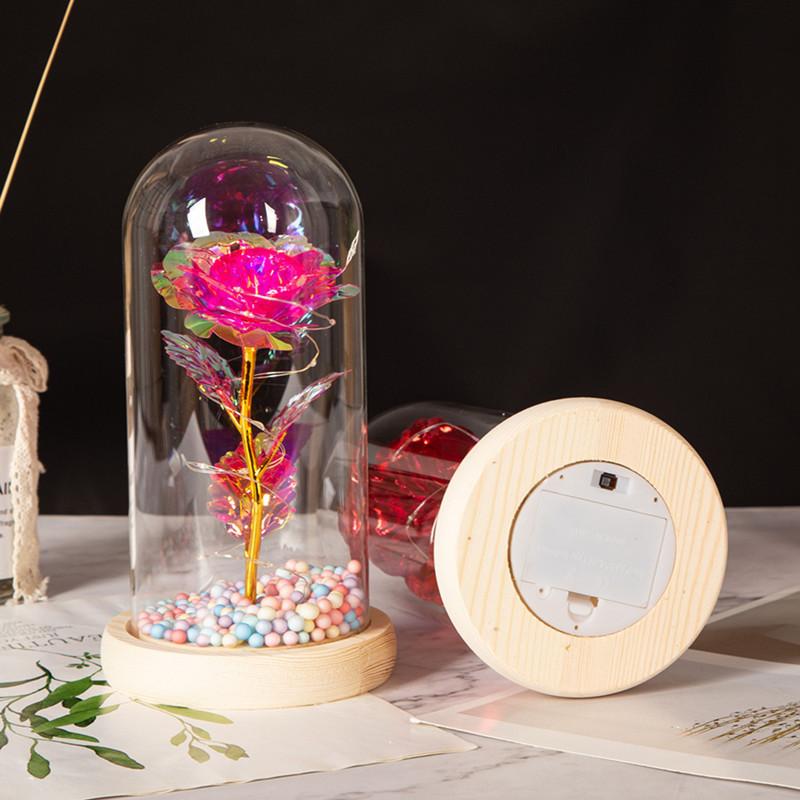 Colored gold glass cover gold foil roses, creative Mother's Day Valentine's Day gift, simulated immortal dried bouquet