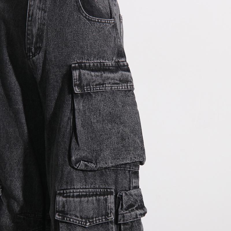 High-Waisted Street Style Multi-Pocket Denim Pants (2025)