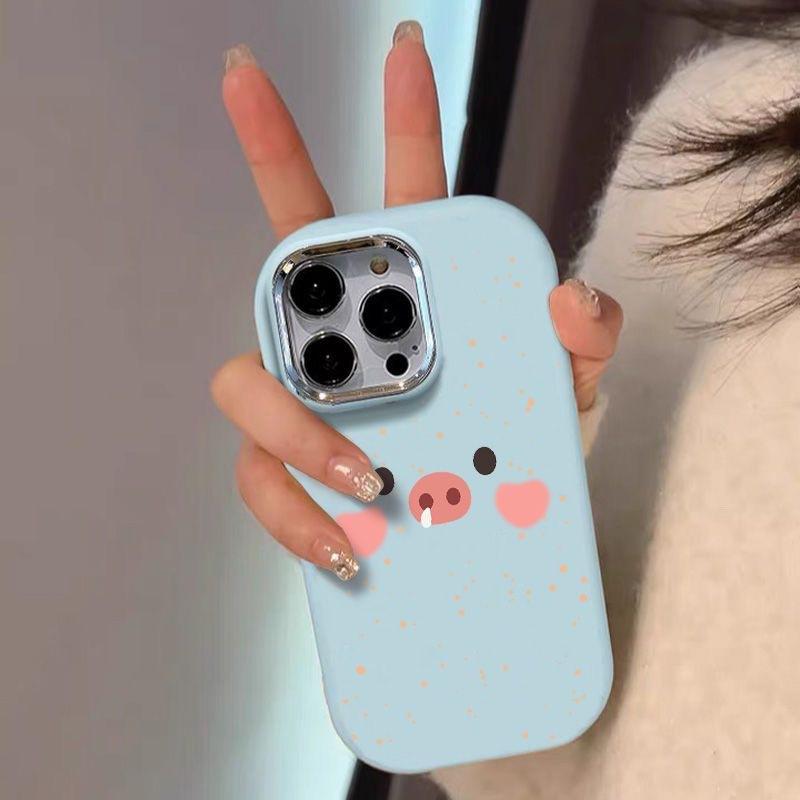 Cute Little Pig Phone Case Suitable for iPhone 16, 15, 14, 13, 12, 11 Pro/Max/Plus Shockproof Back Cover, Anti Fingerprint