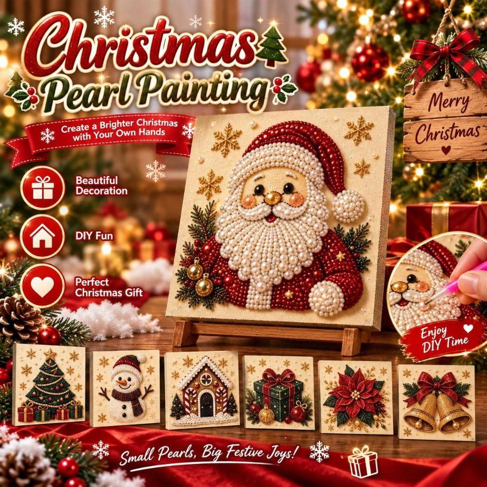 Canvas Christmas Diamond Collage DIY Craft Kit Christmas Wall Art Pearl Painting Kit