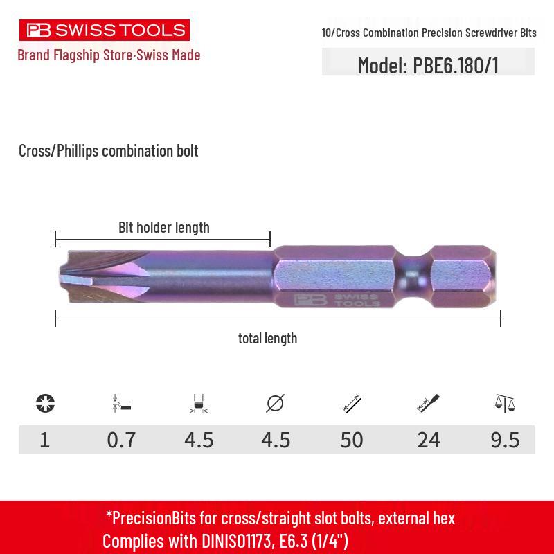 

PB Eleven Character Electrician Swiss Imported Two-in-One Slotted Phillips Screw Terminal Block Bit
