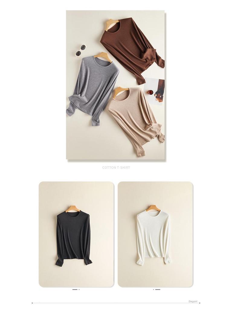 Women's Ribbed Knit Crew Neck Long Sleeve Top - Slimming & Versatile