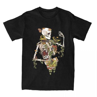 Crazy Bones And Botany T-Shirts Men Women's Pure  Plants Skeleton Skull Art Tees Shirt Printed Clothes