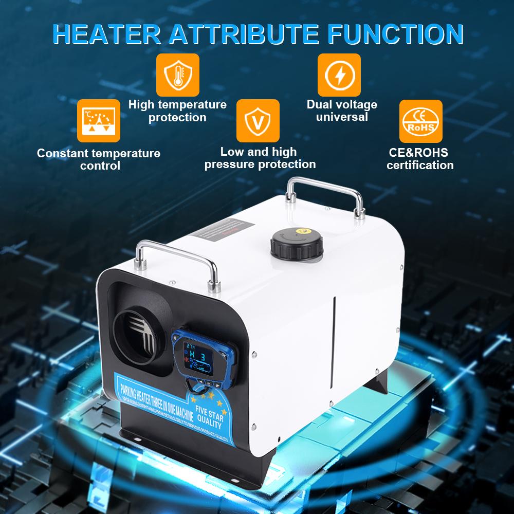 5/8KW Diesel Air Heater 12V/24V/220V Three-in-one White Horizontal Car Heater for Car Truck Boat RV Parking Diesel Heater