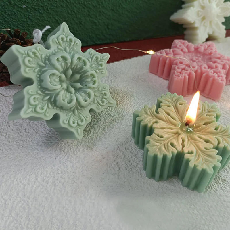 Christmas Silicone Snowflake Mold Candle Soap Diy Aromatherapy Plaster Candle Decorating Mould Candy Chocolate Making Tools