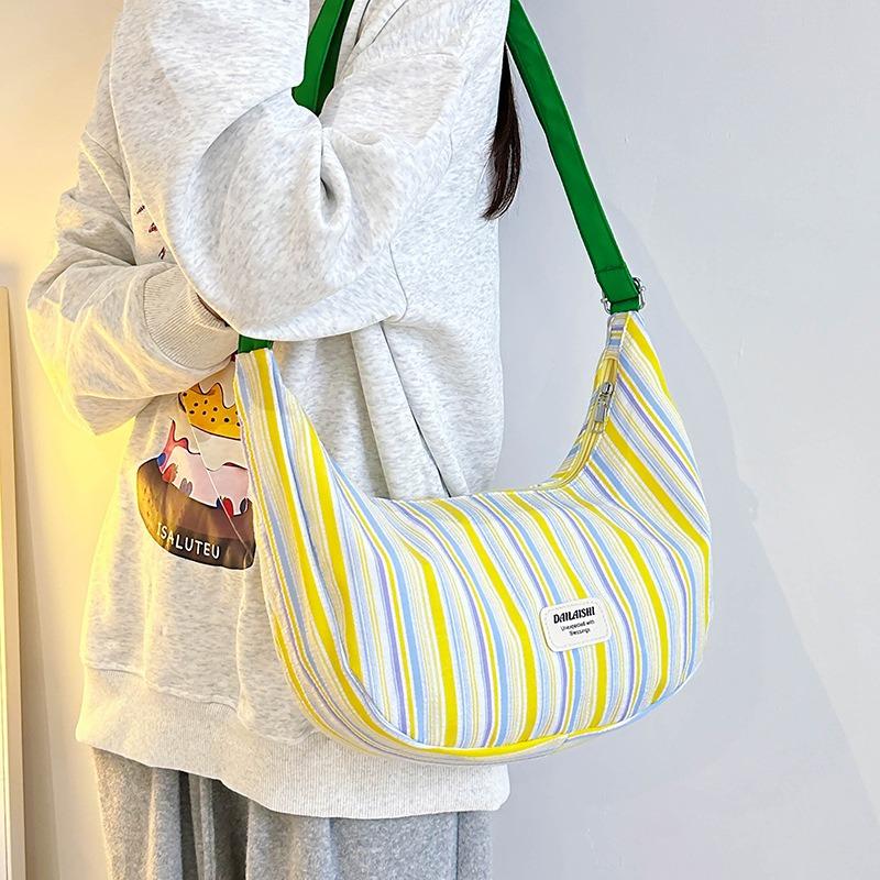 Girl Sweet Shoulder Bag New Striped High-end Casual Messenger Bag Versatile Personality Dumpling Bag