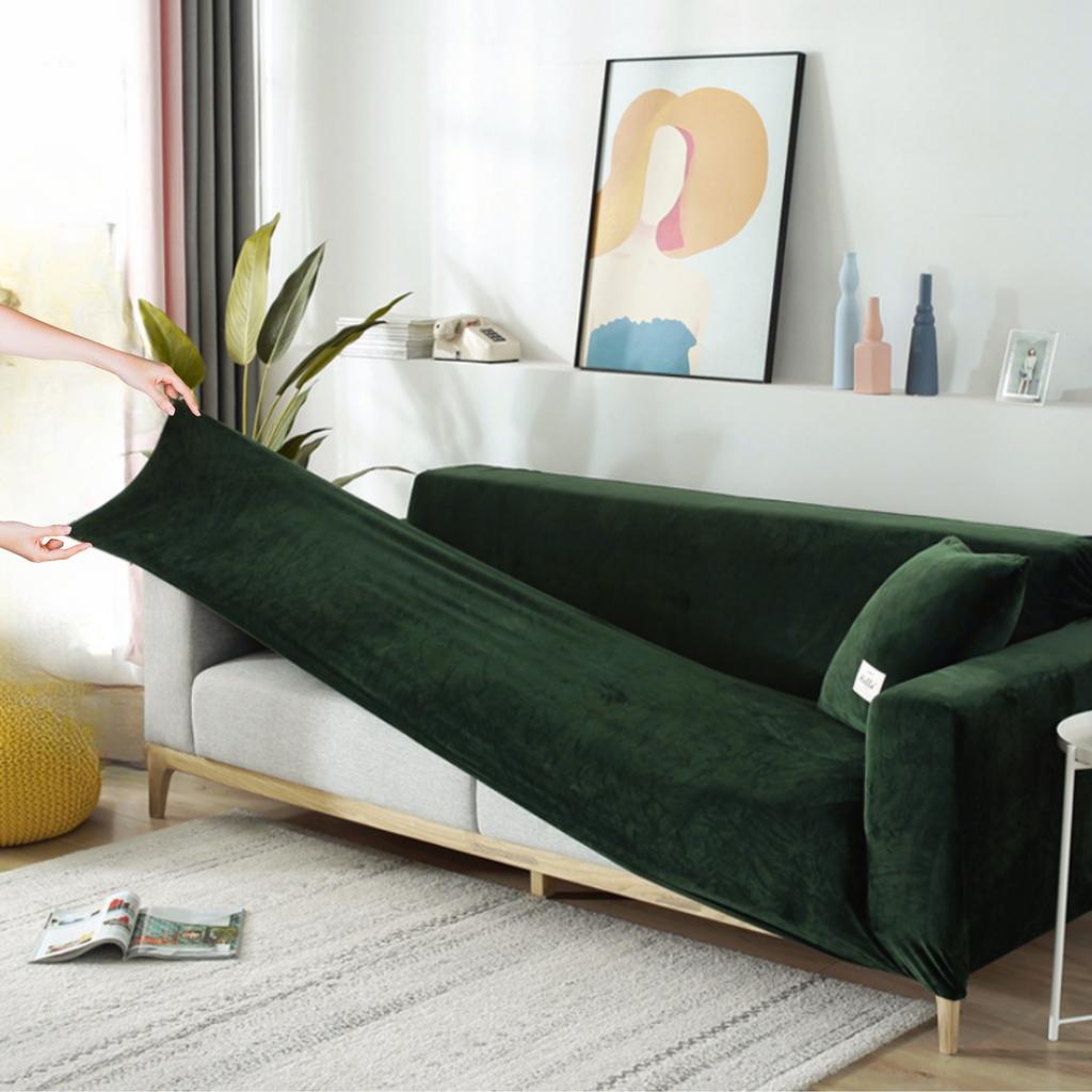 Cover for a Sofa, 3-seater Sofa, Elastic, Bottle Green
