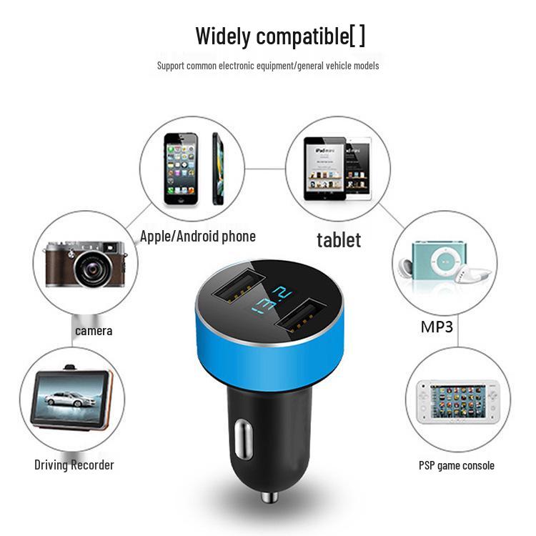 Dual USB Car Charger Cigarette Lighter Adapter for Fast Mobile Phone Charging