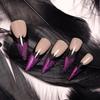 24 PCs Halloween Long Sharp Shape False Nail French Purple Wearable Nail Plate with 1 File and 1 Jelly Glue