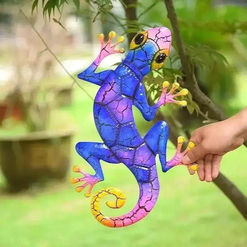 3D Ödla Metall Väggdekor Dekorativ Ödla Hängande Skulptur Dekorationer Hem Dörr Vägg Gecko Väggdekor Metall Gecko Väggkonst