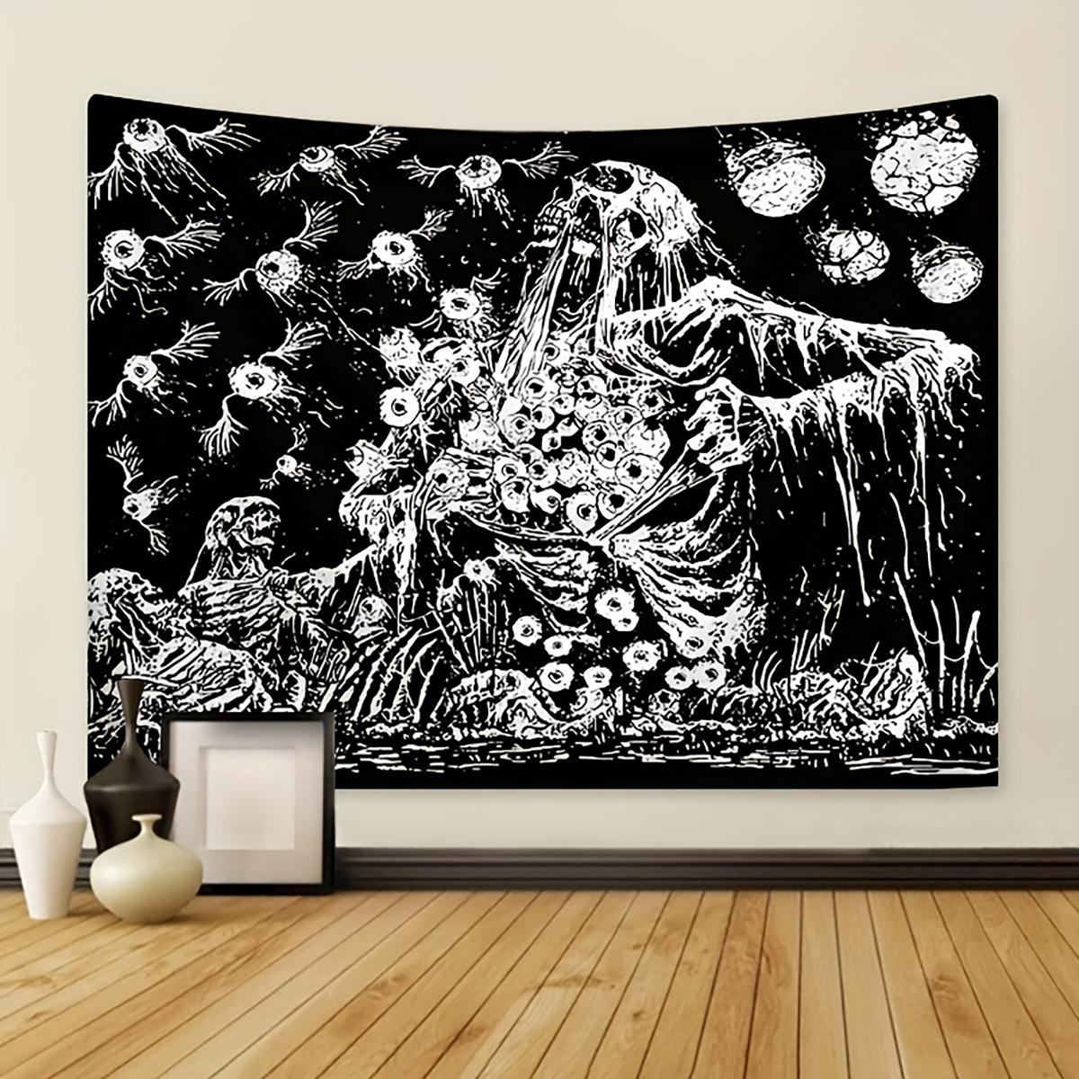 VIKAMA Gothic Star And Moon Secret Tapestry Skull Celestial Mystery Art Dark Bohemian Style Living Room Bedroom Decoration 74x94cm(29x37in)