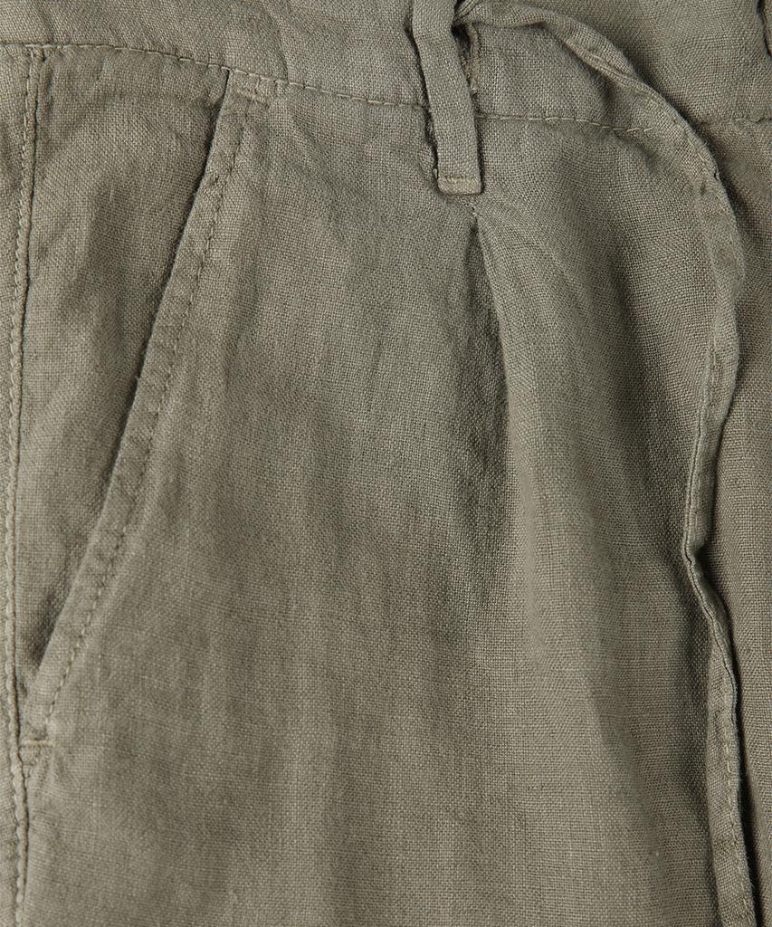 PANICALE Khaki Washed Linen Bermuda Shorts