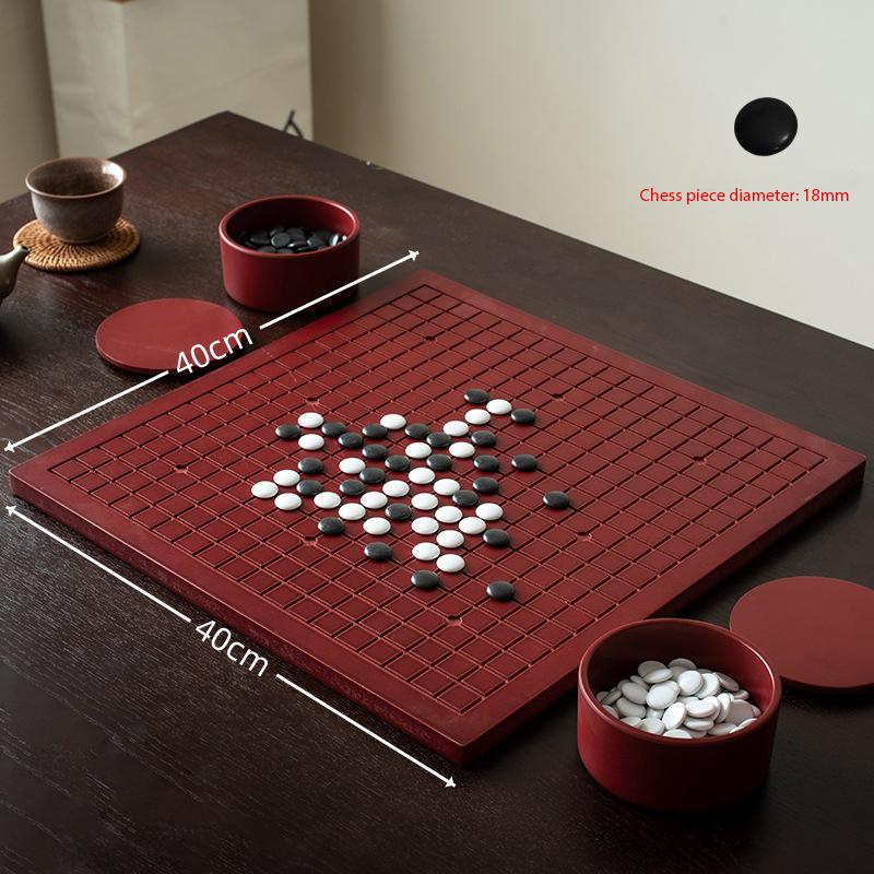 

2-In-1 Solid Wood Go Game Board Set With Black & White Chess Pieces Tin 40*40Cm Go Chess Board Family Entertainment Games