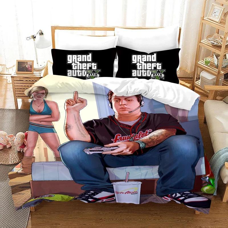 Exquisite Game GTA V printed Bedding Set Duvet Cover Set 2/3pcs For Boys girls Adult Bedroom Decoration Single Twin Full size