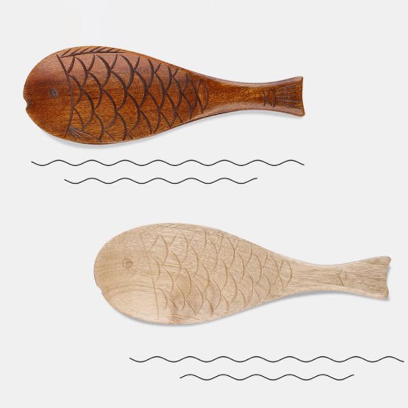 Retro Japanese Creative Fish Shape Rice Spoon Cute Nature Wooden Non-Stick Rice Shovel Scoop Kitchen Cooking Utensils Supplies