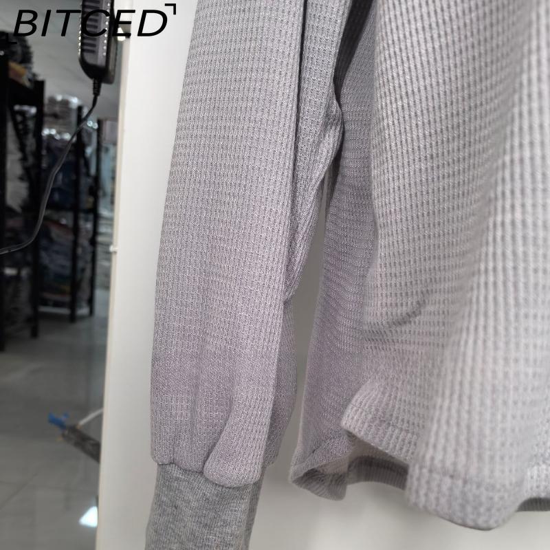 BITCED Women's Fashion Pullover Sweatshirt Fall Solid Color Zipper V-Neck Hoodie