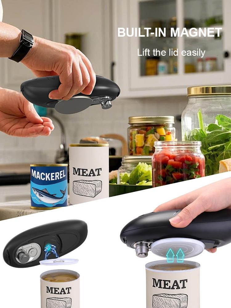 Compact Electric Can Opener - One Touch Automatic Jar & Bottle Opener Ideal for Seniors with Arthritis - Kitchen Gadget