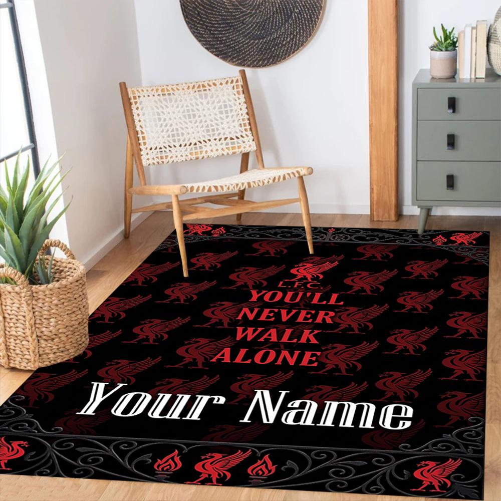 Liverpool Fc Customize Text Floor Mat Suitable For Balcony Dormitory Bedrooms Hallway Antislip Rug Decorate Offices Gift For Festivals