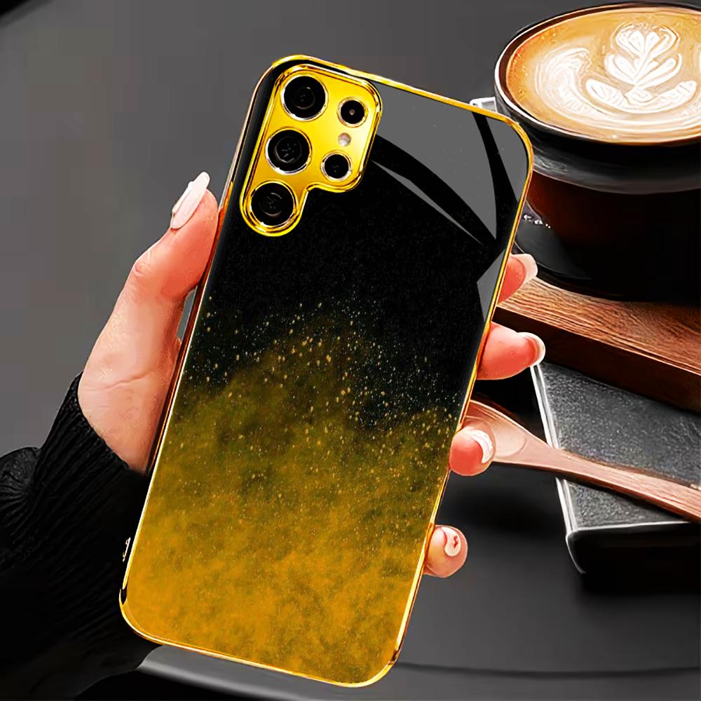 Black gold faddish cellphone new Bestseller model PhoneCase Glass PhoneCase for Samsung Galaxy S26 S25 S24 S23 S22 FE,Ultra,Plus