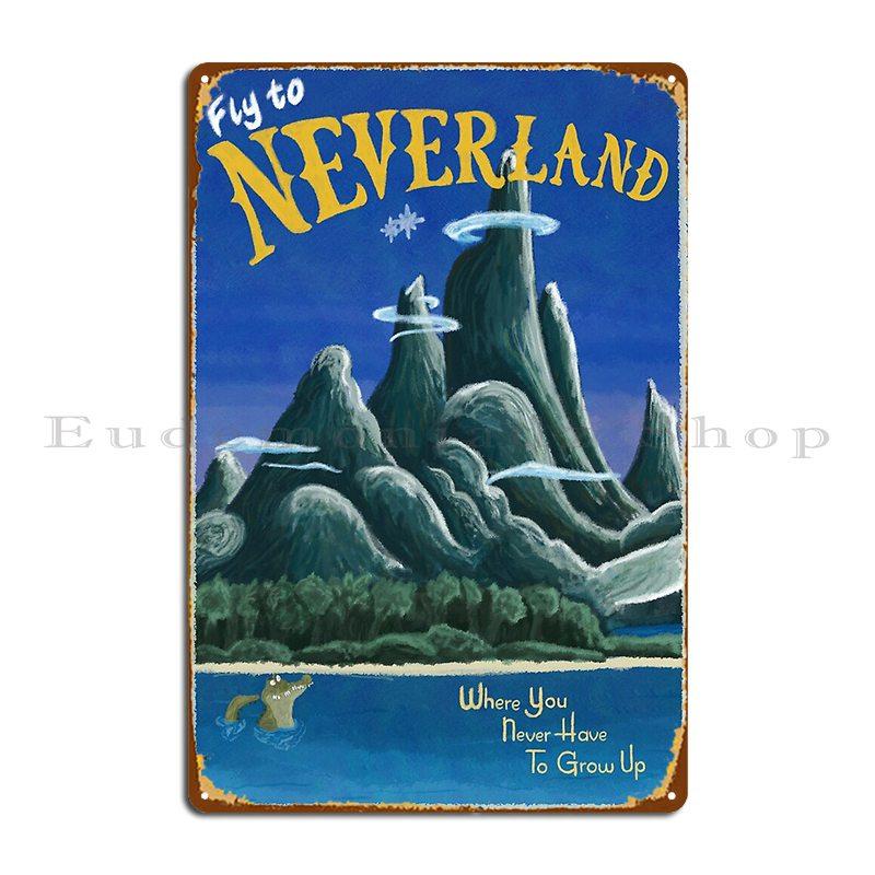 Neverland Travel Poster Metal Plaque Poster Print Garage Plaques Decoration Club Cinema Tin Sign Poster 20X30CM