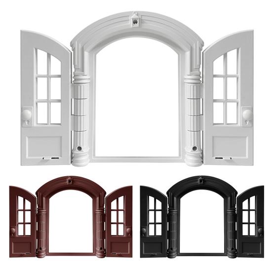 Retro Cat Door French Style Cat Door Lockable Double Door Easy Installation Pet
