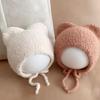 Cute Bear Baby Plush Hat Winter Warm Ear Protection Beanie Cap for Infant Boy Girl Solid Color Cartoon Kids Earmuff Caps Bonnet