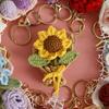 Keychain Pendant Hand Crocheted Flower Key Chain Colorful Yarn Roses Sunflower Charm Key Holder Bag Car Key Accessory
