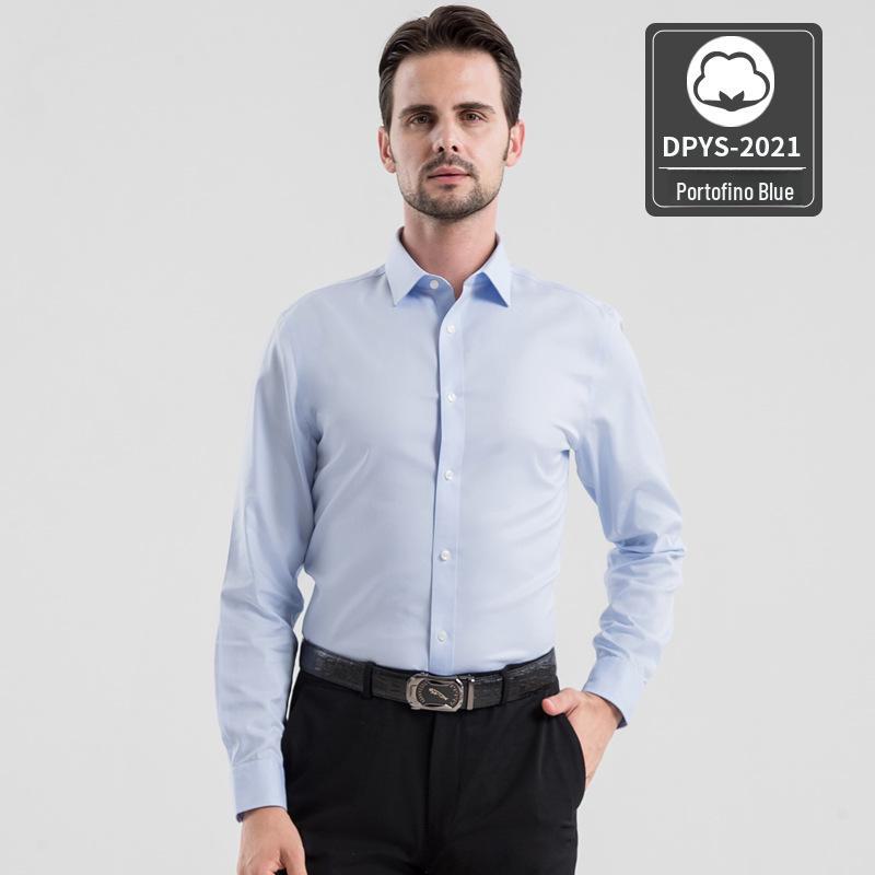 2022 Premium Men's Long-Sleeve Iron-Free Pure Cotton Shirt - Light Luxury Business Wear
