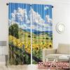 Set Of 2 Flat Printing Curtains Without Rod Sunflower Valley Chic Window Curtain Durable Polyester All Seasons