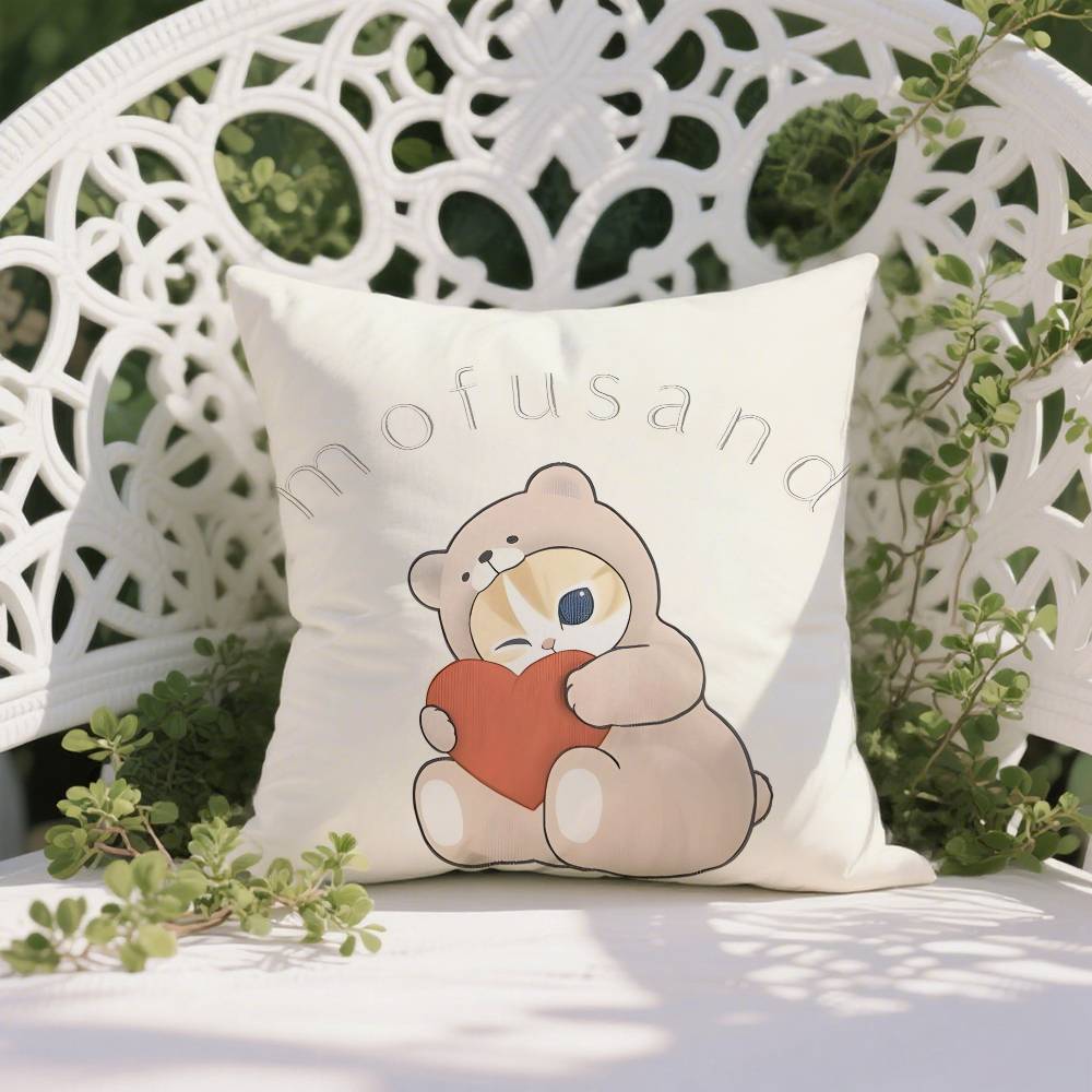 Cute Cat Mofusand Juno Pillow Case Anti-dustmite Pillowcase Invisible Zipper Silky Short Plush Sofa Cushion Cover