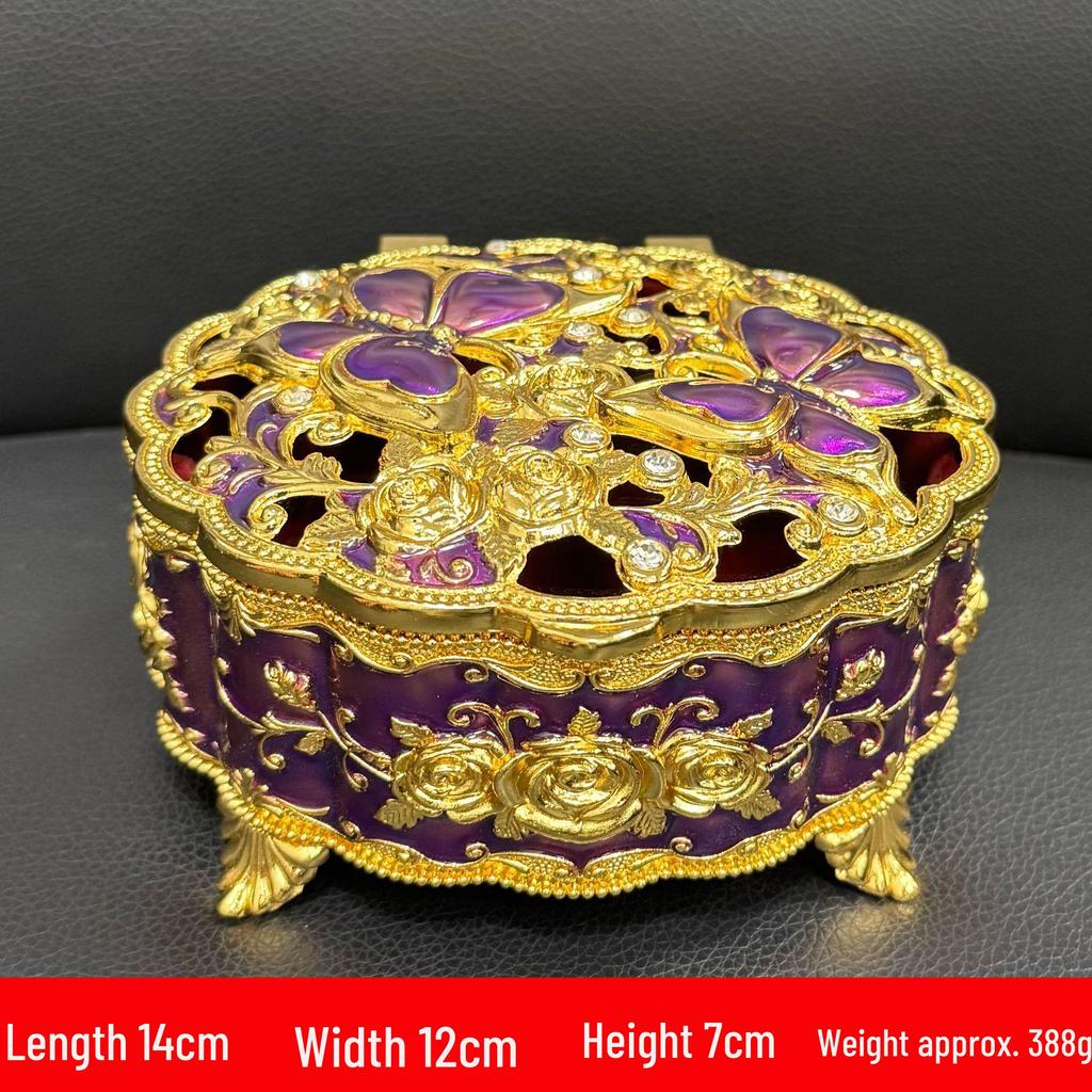 European Retro Luxury Princess Enamel Jewelry Box - Exquisite Metal Necklace Storage Box