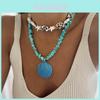 Shell Pendant Necklace With Geometric Design For Casual Summer Wear