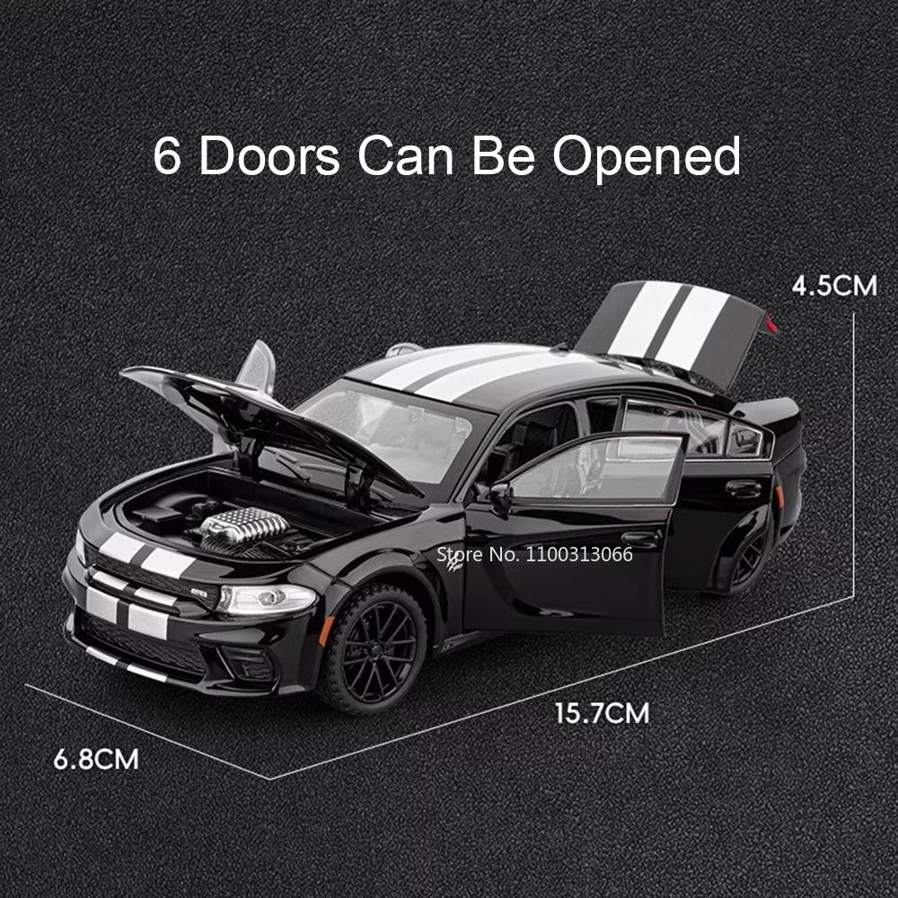 1:32 Scale Charger Toy Models Miniature Police Cars Alloy Diecast with Light Music Rubber Tires Vehicles Boys Educational Toys