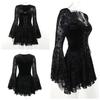 Gothic Goth Dark Elegant Vintage Velvet Dress Grunge Punk Bandage Women Flare Sleeve Party Outfit