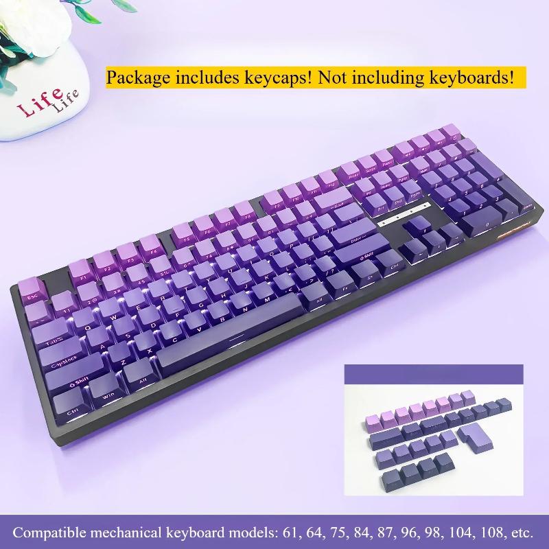 2025 Good Gradient Keycaps Side Printed Shine Through PBT Double Shot OEM Profile for MX Switches Gaming Keyboard 130+key Caps