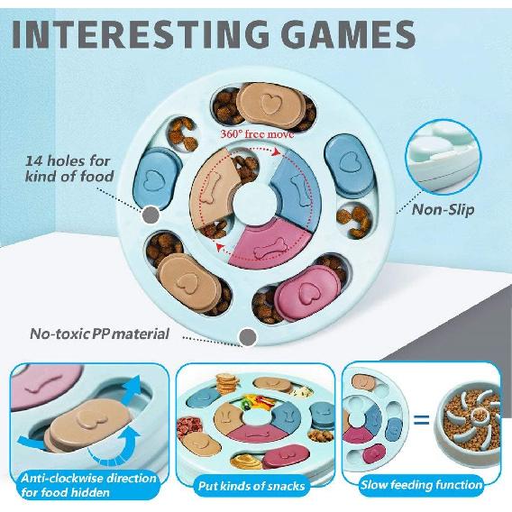 Dog Puzzle Toys, Interactive Dogs Game, Pets Enrichment Toys for Puppy Mentally Stimulating Feeding Dispenser Dog Treat Puzzle Feeder for