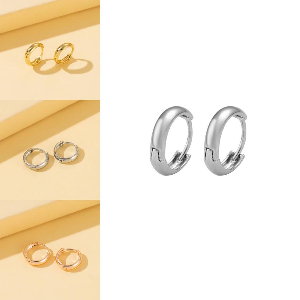 Fashionable Alloy Hoop Earrings Geometric Gold Silver Rose Gold For Stylish Women
