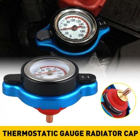 NEW High Pressure Radiator Cap w/ Temperature 1.1Bar Gauge Radiator Cap Aluminum