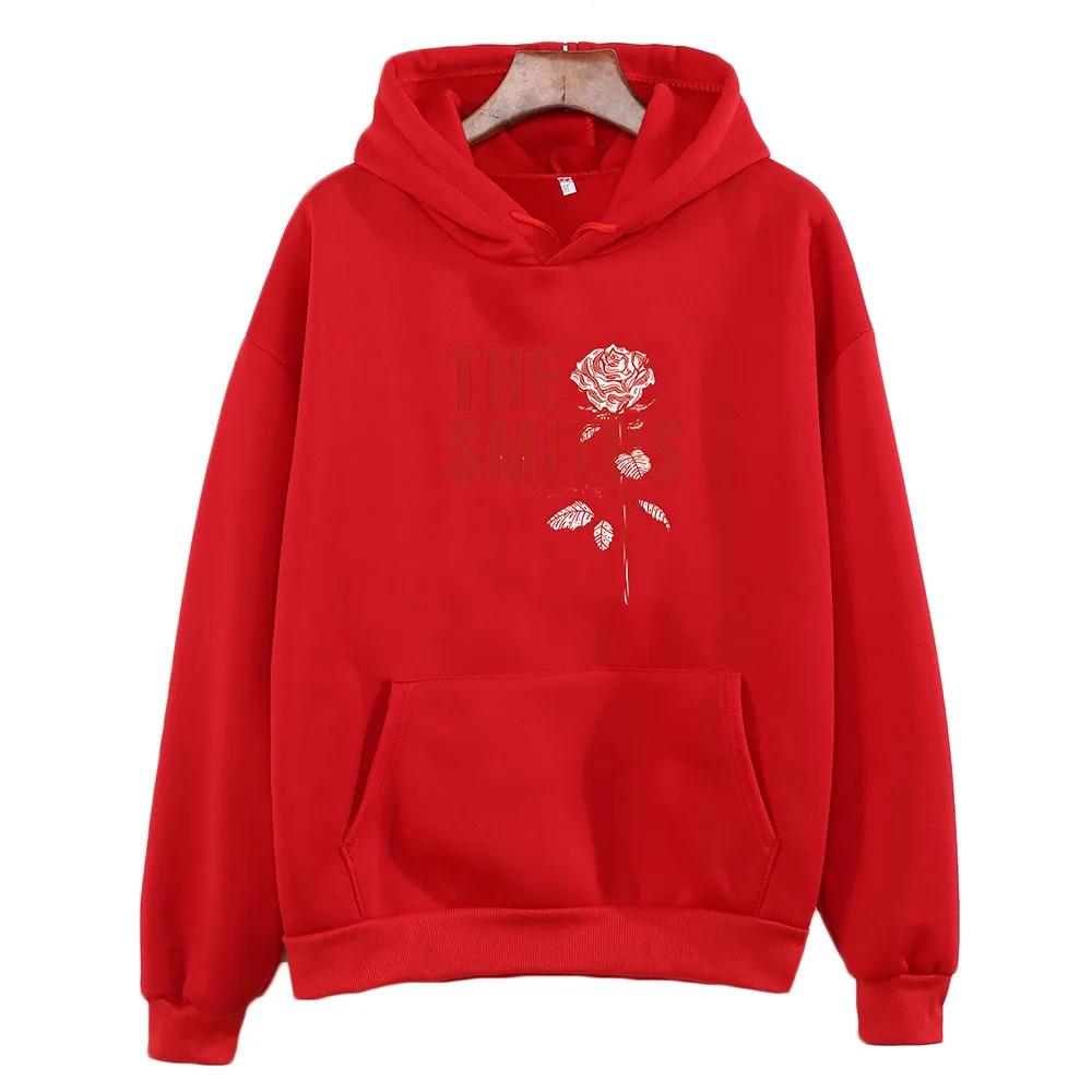 The Smiths Red Rose Print Hoodies Grunge Streetwear Pullovers Winter Women/Men Sweatshirts Casual Sudaderas Fleece Clothing
