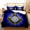 Masonic Freemason Illuminati  Bed Ensemble Boys Girls Twin Size Queen Dimension Size Bedspread Cover Pillowcase Bed Kids Adult