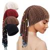Knitted Dreadlock Hat Color Bead Decor Braided Wig Hat Colorful Dreadlock Beanie  Fashion Shooting