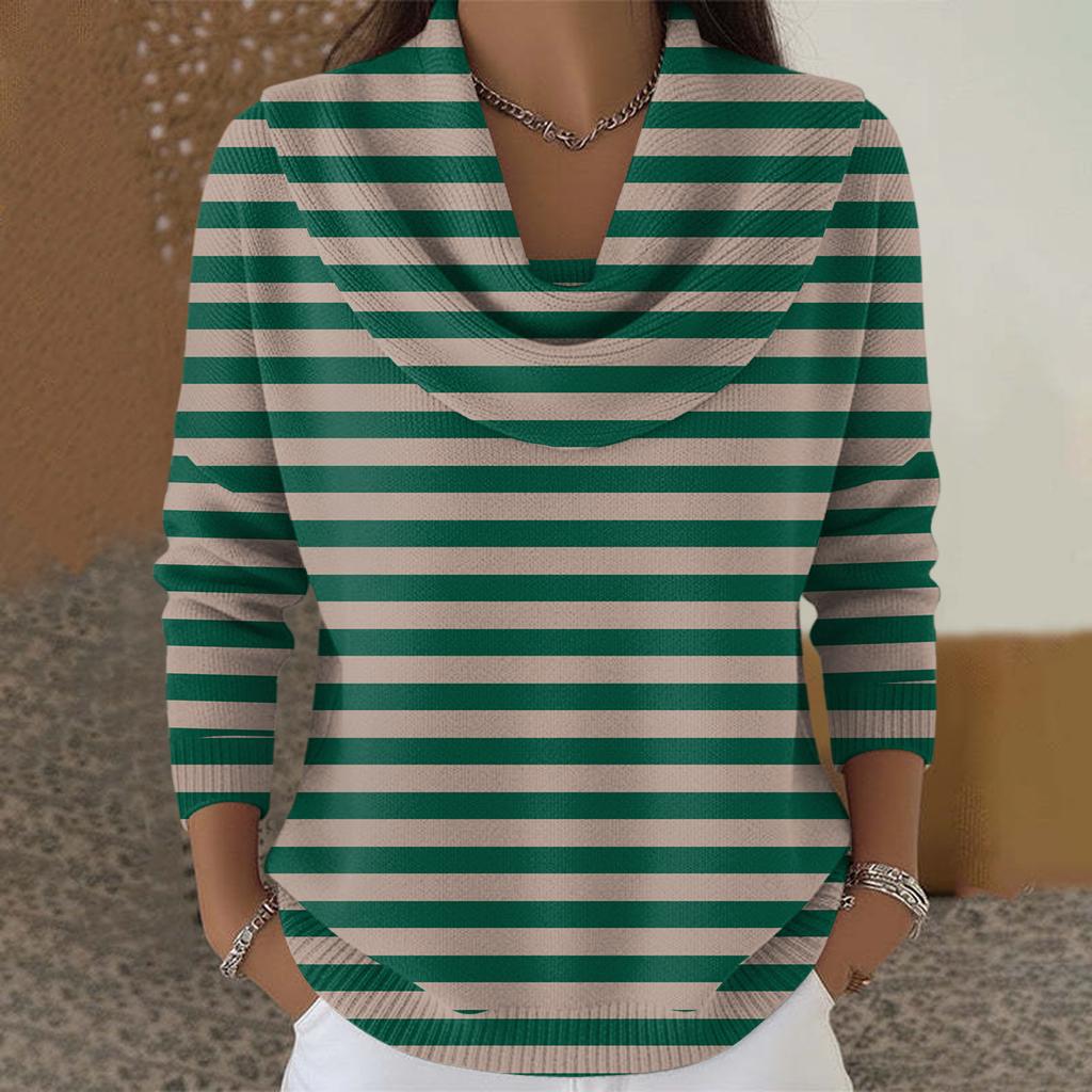 סוודר עליון לנשים, קז'ואל ואופנתי, צווארון עגול, שרוולים ארוכים, מודפס