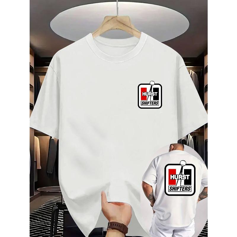 Europäische Größen Herren Grafik-T-Shirt - Schwarzes Auto-Rückendesign mit Hurst Shifters Logo - Atmungsaktives Gewebe für Fans