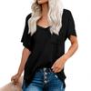Women's Fashion Casual V-Neck Solid Color Flowy Loose Short-Sleeved T Shirt Top