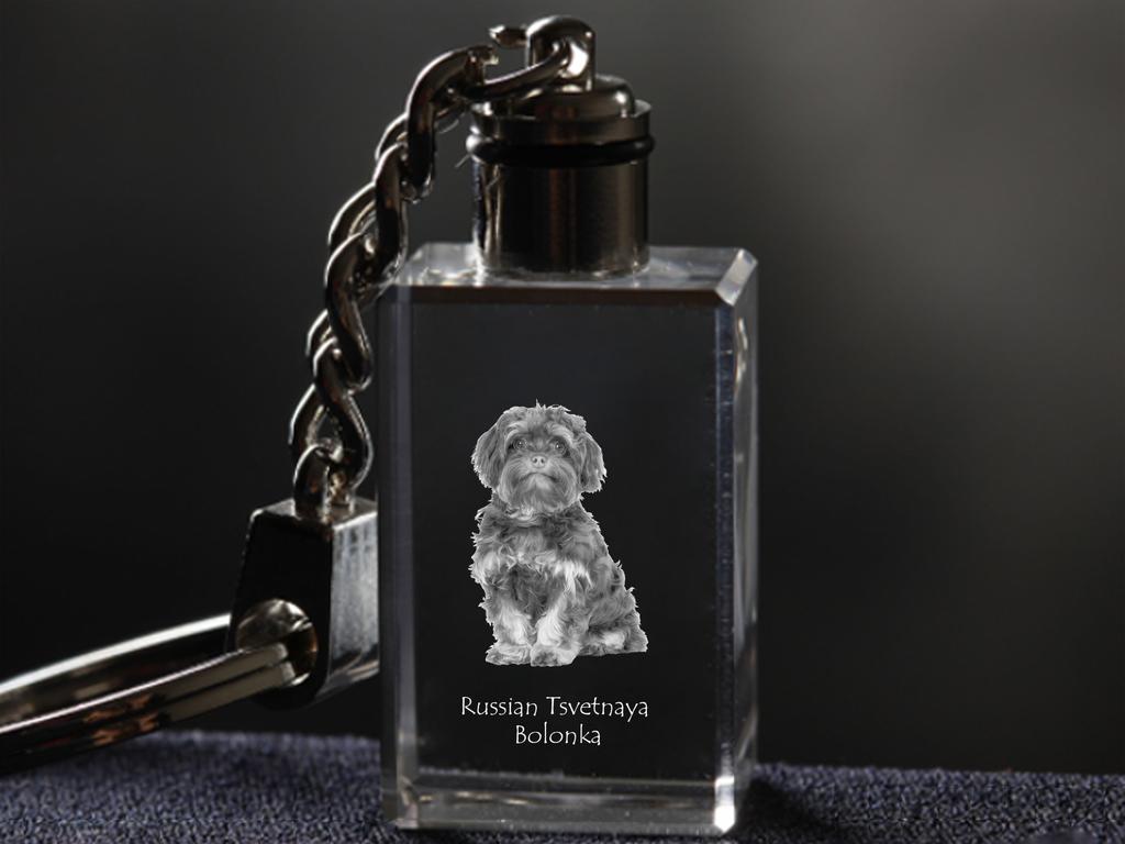 Bolonka, Rosyjska Kolorowa Bolonka - Kryształowy brelok ze zdjęciem psa, podświetlany brelok, unikalny prezent marki Art-Dog