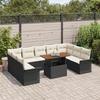 VidaXL Set de salle à manger jardin 10 pièces avec coussins noir poly rotin acacia 3349375