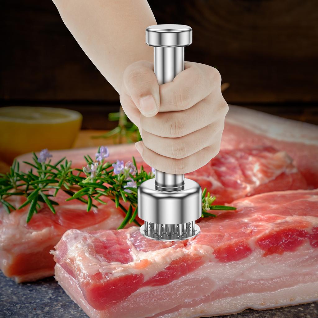 Köttnålar i rostfritt stål Bankare med trähandtag Professionell Köttmörningsnål För Mör Biff Kökstillbehör