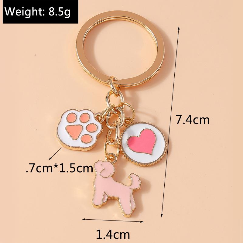 Cartoon Animal Dog Keychain Enamel Love Heart Charms Keyrings for Car Key Souvenir Gifts for Women Men Handbag Key Chains