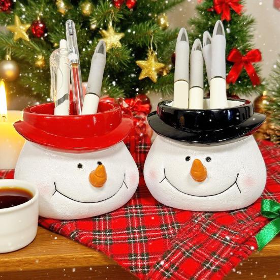 Christmas Snowman Planter Pot Santa Claus Head Resin Succulents Herb Plants Flower Pot Home Balcony Garden Decoration